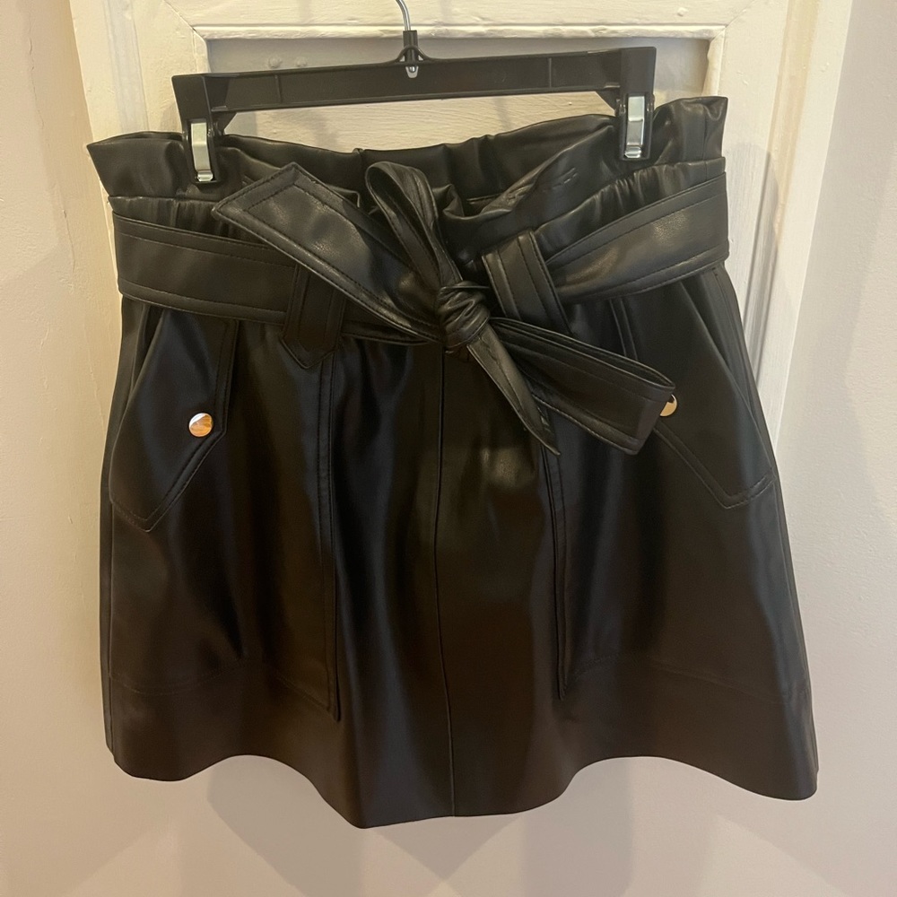 Zara leather Skirt with bow